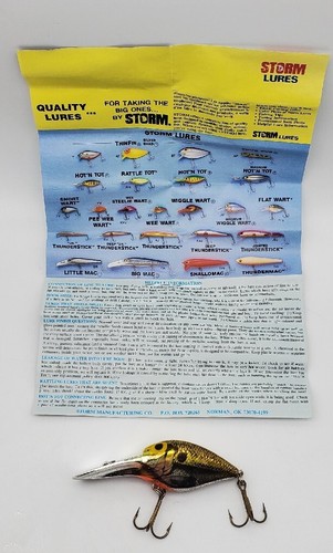 Vintage Pre Rapala Storm FLV 154 Rattlin flache Wart Angeln Köder gelb schwarz