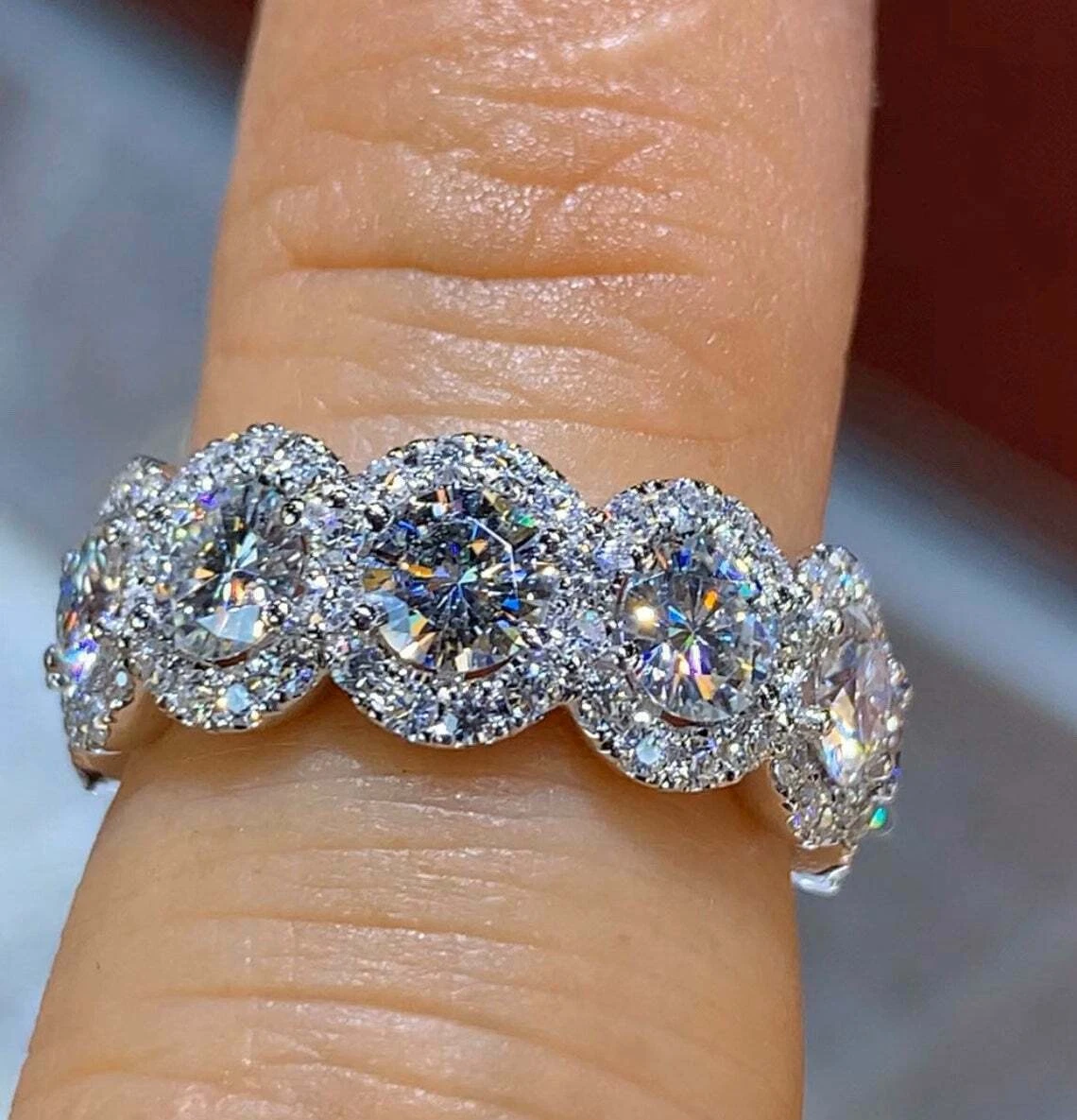 3Ct Lab Created Diamond Halo Full Eternity Wedding Band Ring 14K