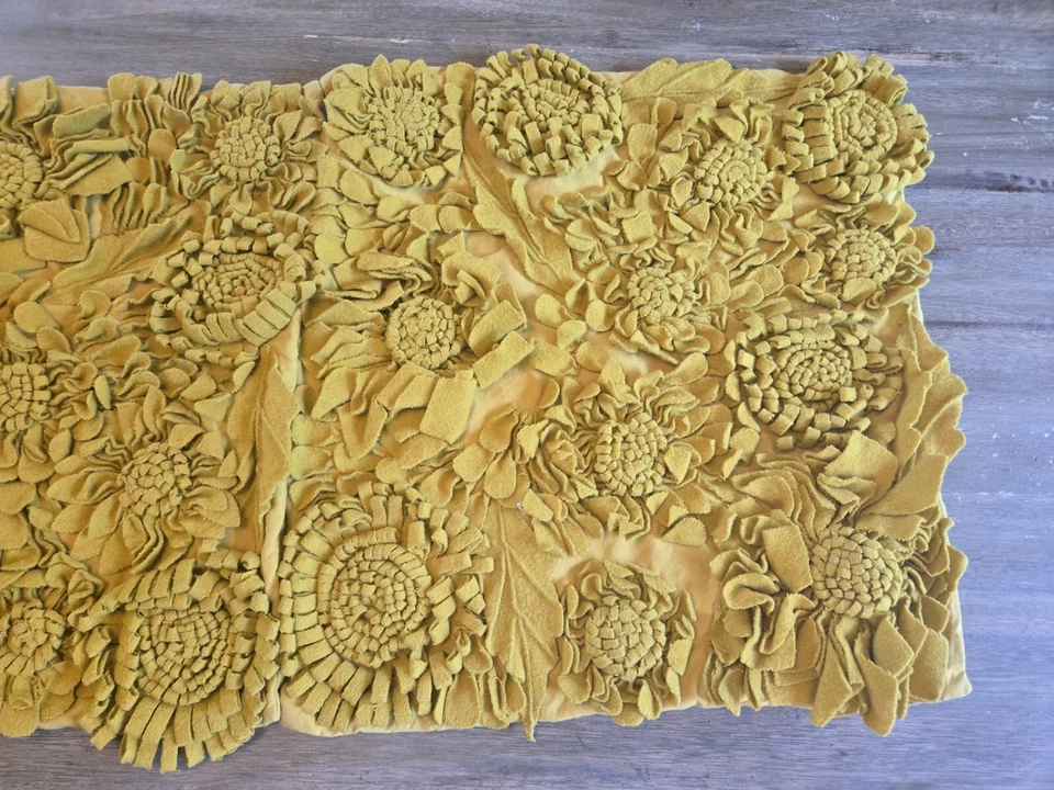 Ethan Allen Yellow Mustard 3D Flower Throw Pillow Covers 20" x 19" - Image 2 of 4