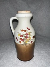 Enesco Large Brown and Cream Jug/shaker Floral Design 6" Tall Vintage