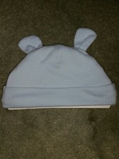 Carters Pale Blue 3 Months Baby Hat with ears Boy New Cotton