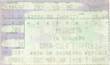 Vintage 1998 Megadeth Monster Magnet Concert Ticket Stub Dallas TX
