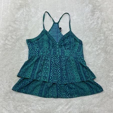 American Eagle Juniors Size M Teal Green and Blue Boho Print Romper 