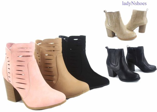 NEU Damenschuhe klobig hoher Absatz Western Cowboy Stiefeletten Größe 5-10 - Bild 1 von 11