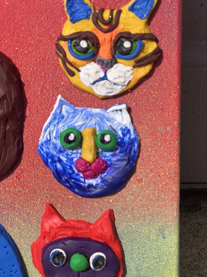 Melissa Bollen original negro Labradoodle arcilla esculpiosa sobre lienzo original Foto 4 de 4