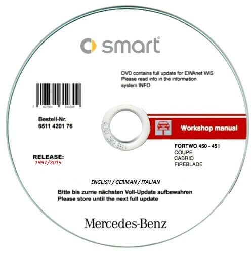 SMART W450-451 1997/2015 FORTWO MANUALE OFFICINA WORKSHOP MANUAL WIRING DIAGRAMS - Foto 7 di 7