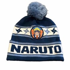 Naruto Pom Beanie Hat Kids Cuffed Blue OSFM New W/Tags