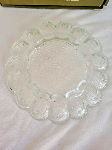 egg plate clear with box Vintage Regency gift collection concord glass - Picture 3 of 3