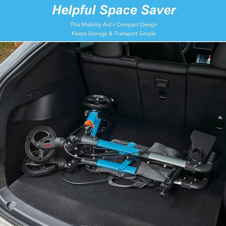 Folding Rollator Walker Aluminium Walking Frame Mobility Aid Lightweight 4Wheels - image 4 of 4