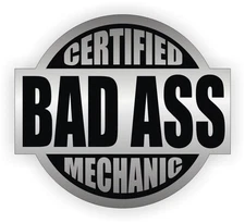 Certified BAD ASS MECHANIC Hard Hat Sticker | Funny Helmet Toolbox Decal Label