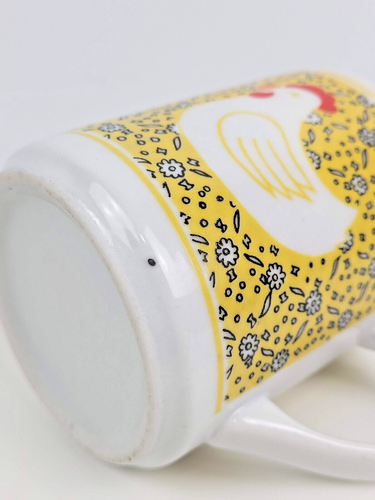 Vintage gelb Huhn Blumen Bauernhof Tier Kaffeebecher Tasse - 3,5 Zoll rustikale Küche - Bild 4 von 6
