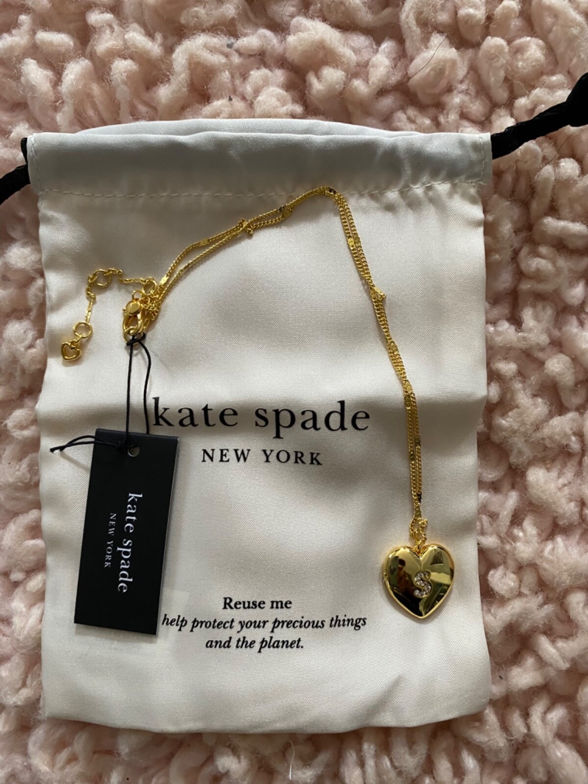 Kate Spade Clear Gold Heart Shaped S Cubic Zirconia Letter Locket Necklace eBay