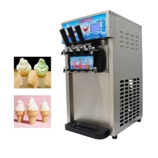110V 3 Head Soft Ice Cream Machine w/LED Display 16.5×21.6×29.9In 1200W 16-18L/H