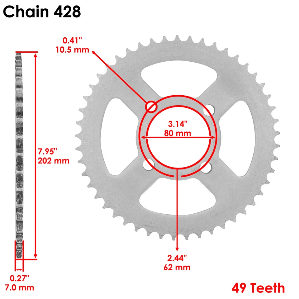 Caltric Drive Chain and Sprockets Kit for Yamaha TT-R125 TTR125E 2002 2003-2010 - Image 4 of 4