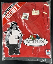 VTG 1984 Fruit of the Loom FOTL Red Pocket T-Shirt USA; Single Stitch Medium Tee