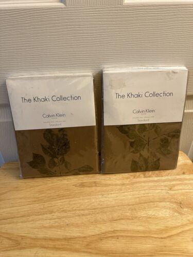 NIP Calvin Klein Pressed Leaves Moss Standard Shams (2)