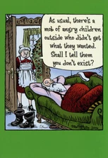 Santa Mob of Angry Children Funny Bizarro Christmas Card by Nobleworks