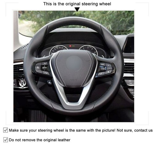 DIY Black Leather Steering Wheel Cover D31 for BMW G30 530i 540i 520d G32 630i - Picture 3 of 12