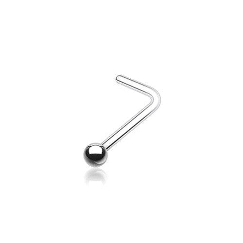 PAIR simple 20G Steel 2mm Ball L Bend Shape Nose Stud Ring Fishtail Body Jewelry - Picture 1 of 3