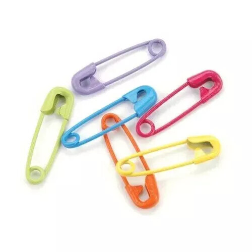 Coloured Safety Pins 27mm x40 Per Pack in 8 Colour Options - Picture 2 of 36