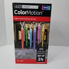 New Gemmy LED Lightshow ColorMotion 24-Count MULTICOLOR Icicle Lights