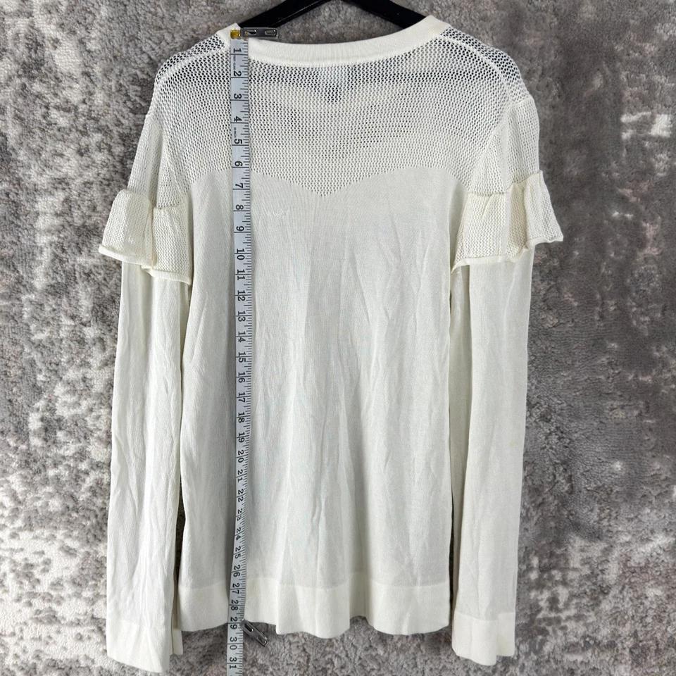 Lumiere Size XL Ruffle Open Know Sweater Ivory Long Sleeve Pullover - Image 2 of 4