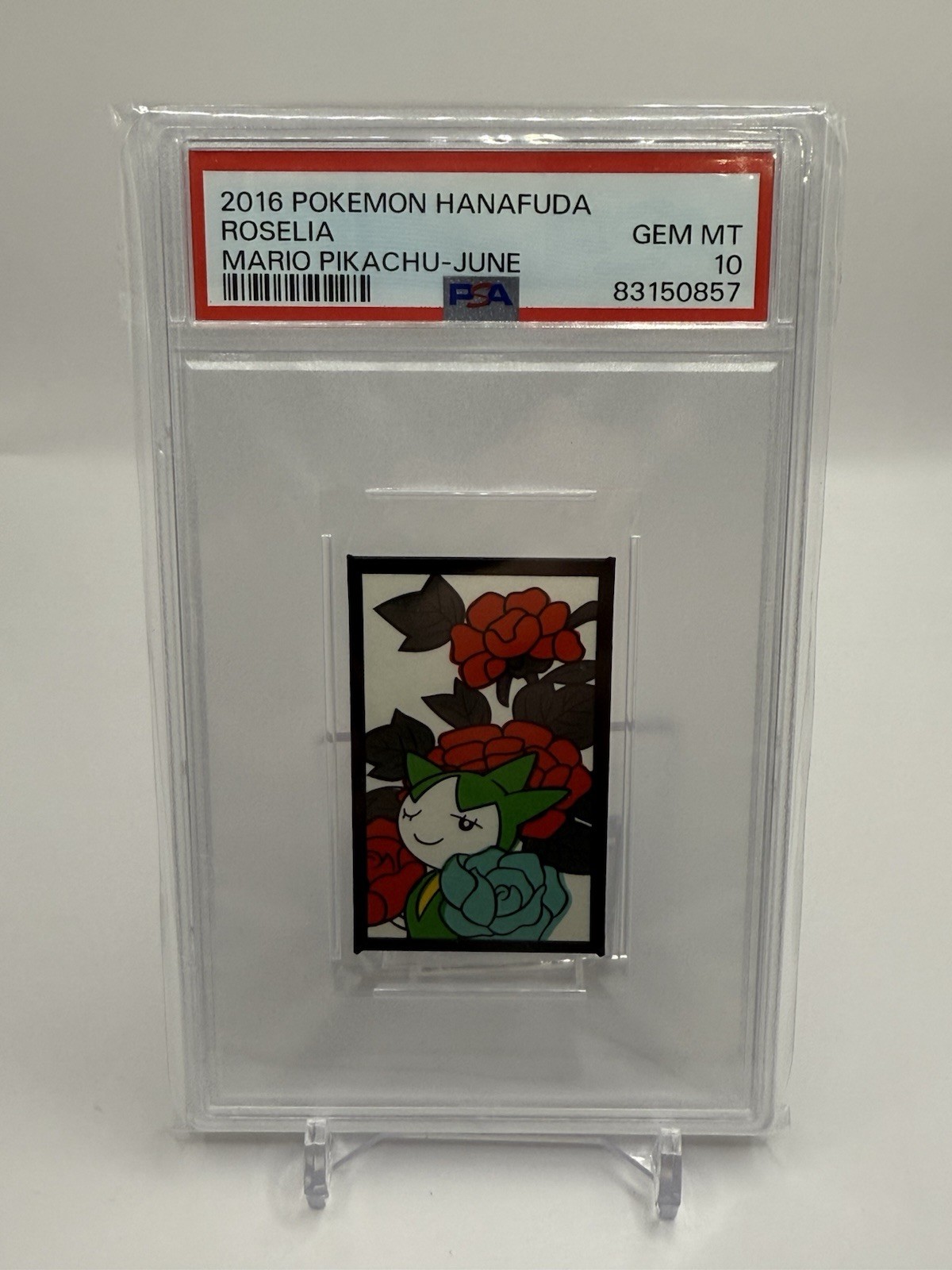 2016 POKEMON HANAFUDA MARIO PIKACHU JUNE ROSELIA PSA 10