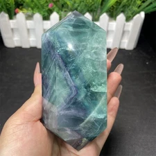 1.5LB 5.1"Natural Rainbow InfluoriteTwo Point Quartz Crystal Heal Reiki Mineral