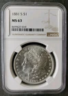 1881 S $1 Morgan Silver Dollar NGC MS63