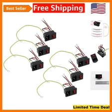 6pcs IEC 320 C14 Panel Sockets with Red Light Rocker Switch & Wires, 10A 250V