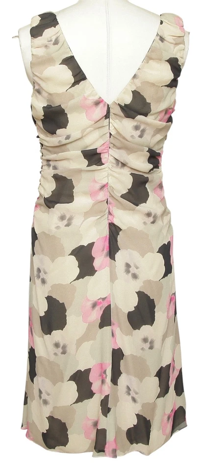 Vestido de seda GIORGIO ARMANI escote redondo sin mangas floral cremallera acanalada talla 40 Foto 4 de 4