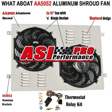 Aluminum Radiator Shroud Fan+Relay Fit 66-1979 Ford F100 F150 F250 F350 CC833