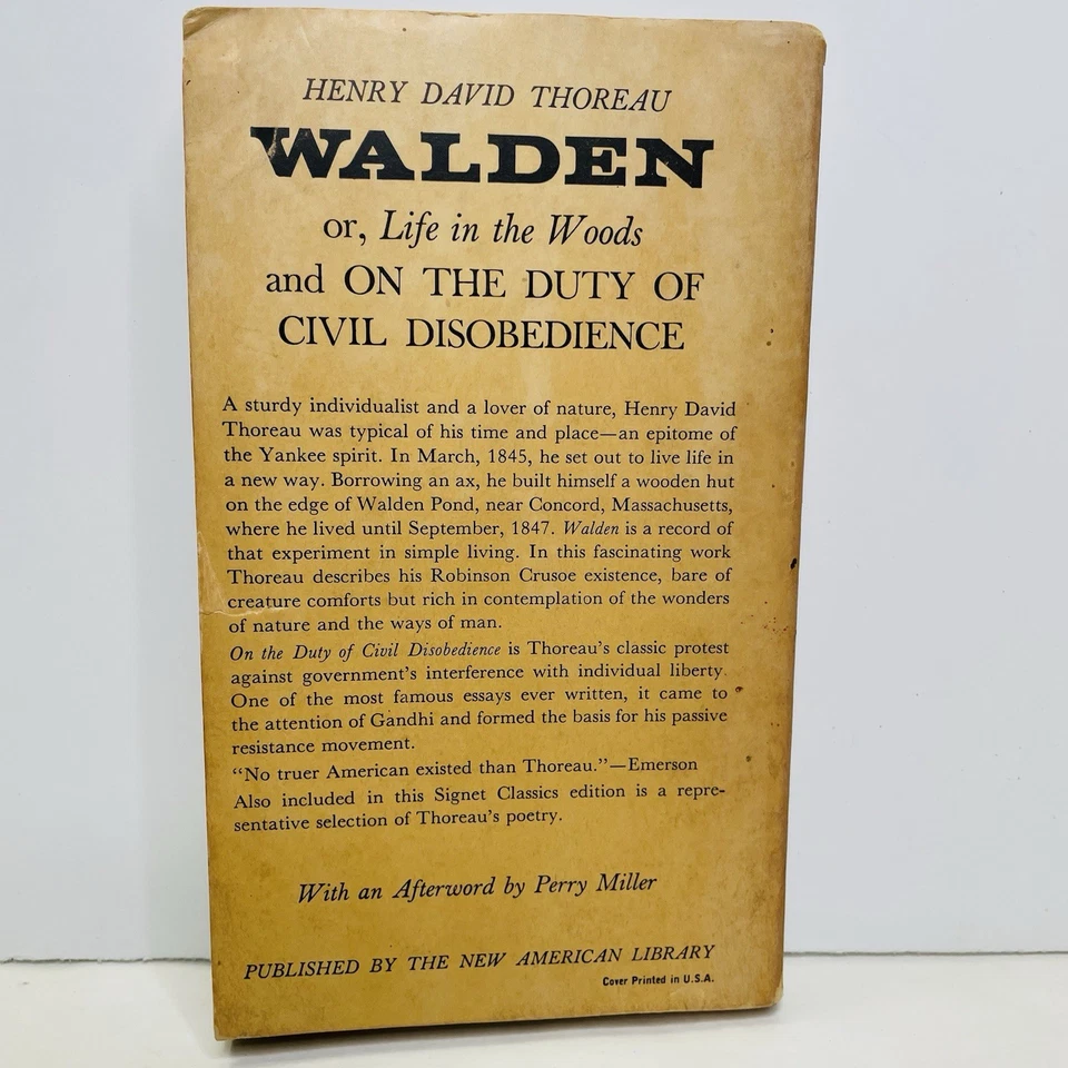 Walden and Civil Disobedience, Henry David Thoreau 1960 First Signet Classic PB - Image 2 of 2