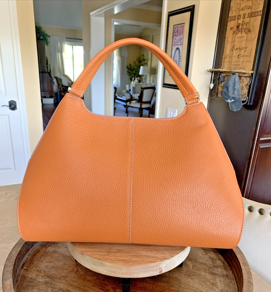 ARCADIA Italy Designer Leather Emma Large Satchel Top Handle Modern Chic Handbag - Image 4 of 4