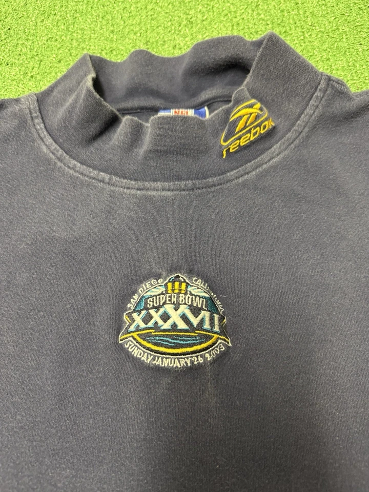 Camisa De Colección Y2K Reebok Super Bowl XXXVII Manga Larga Talla XL Azul NFL Fútbol Foto 2 de 4