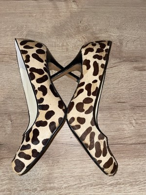MAXSTUDIO Animal Print Pumps Shoes Heels CALF HAIR 6M Leopard Brown