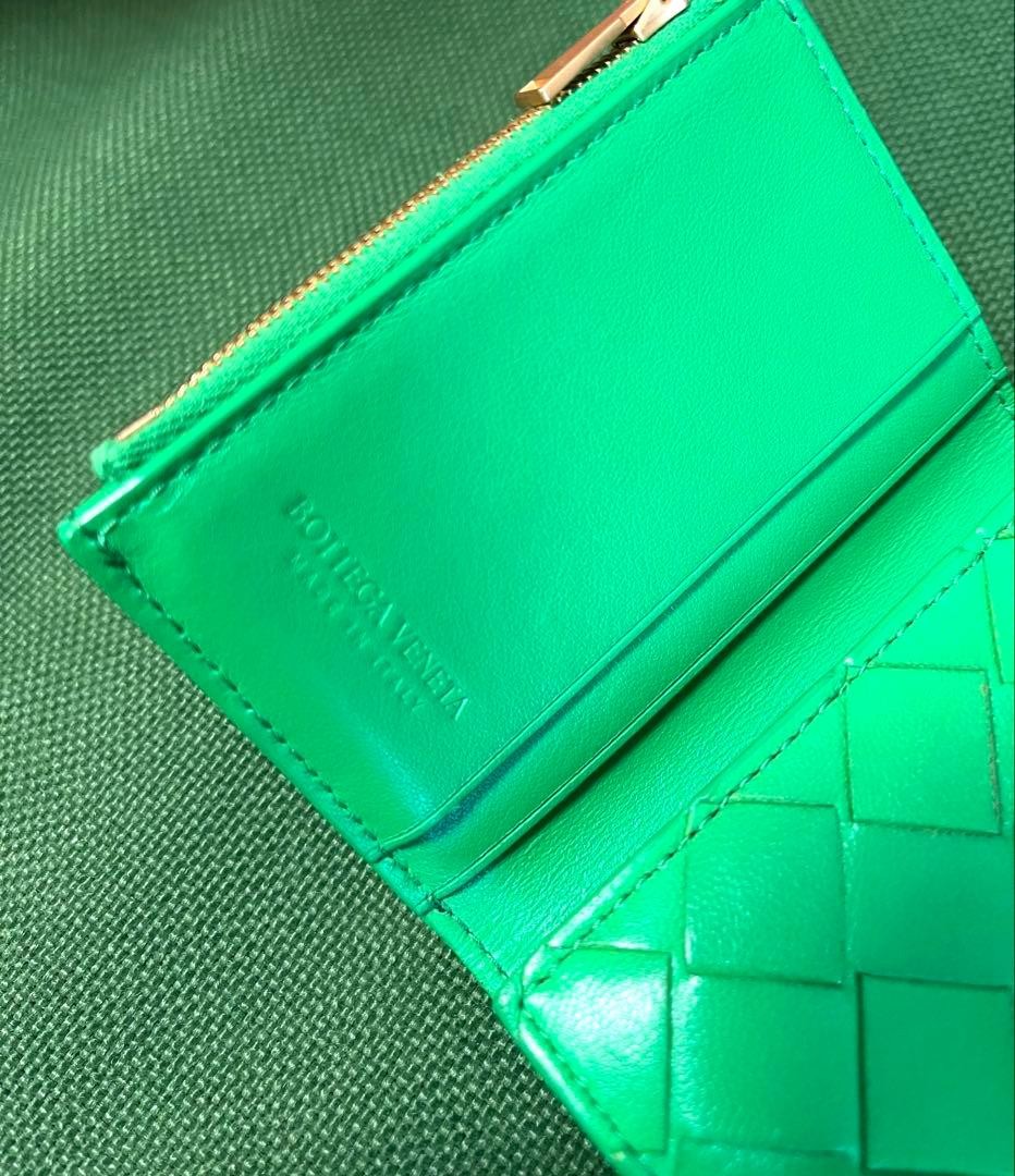 Bottega Veneta Green Leather Braid Tri-Fold Wallet Card Pocket Japan thumbnail 3