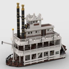 Compatible Western Paddle Steamer Steamship Steamboat Building Toys Set 1440