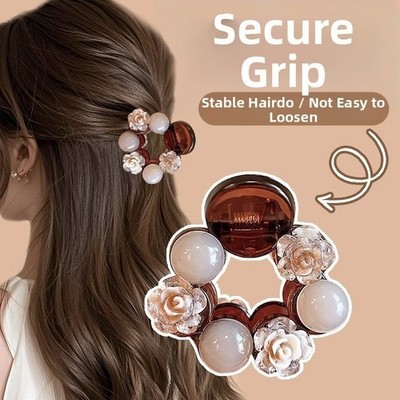 Kleine Perle Kamelie Haarkralle für Frauen sicherer für griff Styling Zubehör