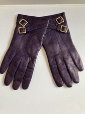 COACH WOMENS PURPLE GRAPE CROSS BUCKLE LEATHER CASHMERE GLOVES- SZ 7 1/2 NWOT