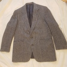VTG Hart Schaffner  Marx Men's 44 Regular Gray Herringbone Wool Blazer
