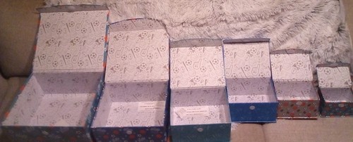 6 Square Nesting Gift Boxes,Boys Sports Decorative Boxes w Lids in 6 Sizes~New - Picture 2 of 5