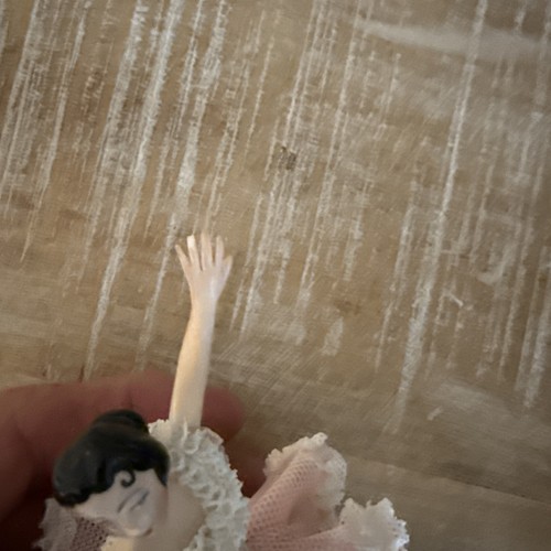 Antique Germany Porcelain Dresden Lace Ballerina in Pink and White Lace - Picture 16 of 24