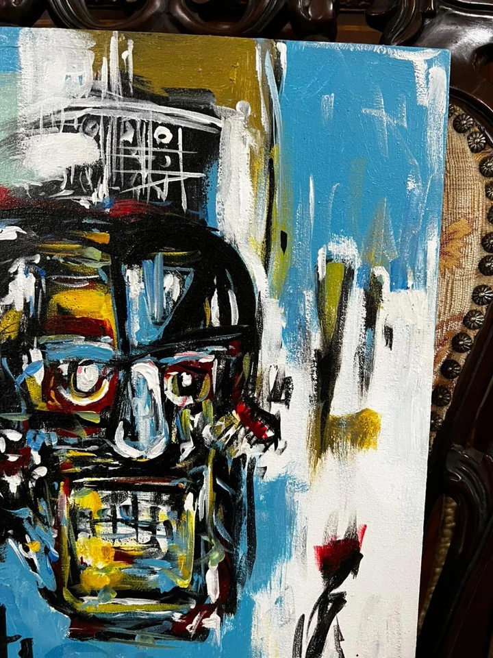 Jean-michel Basquiat - Amazing oil canvas painting - Stamped - signed - A1 - Image 3 of 4