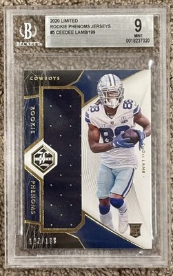 CeeDee Lamb RC /199 BGS 9 Memorabilia Panini 2020 Limited Rookie Phenoms Jerseys