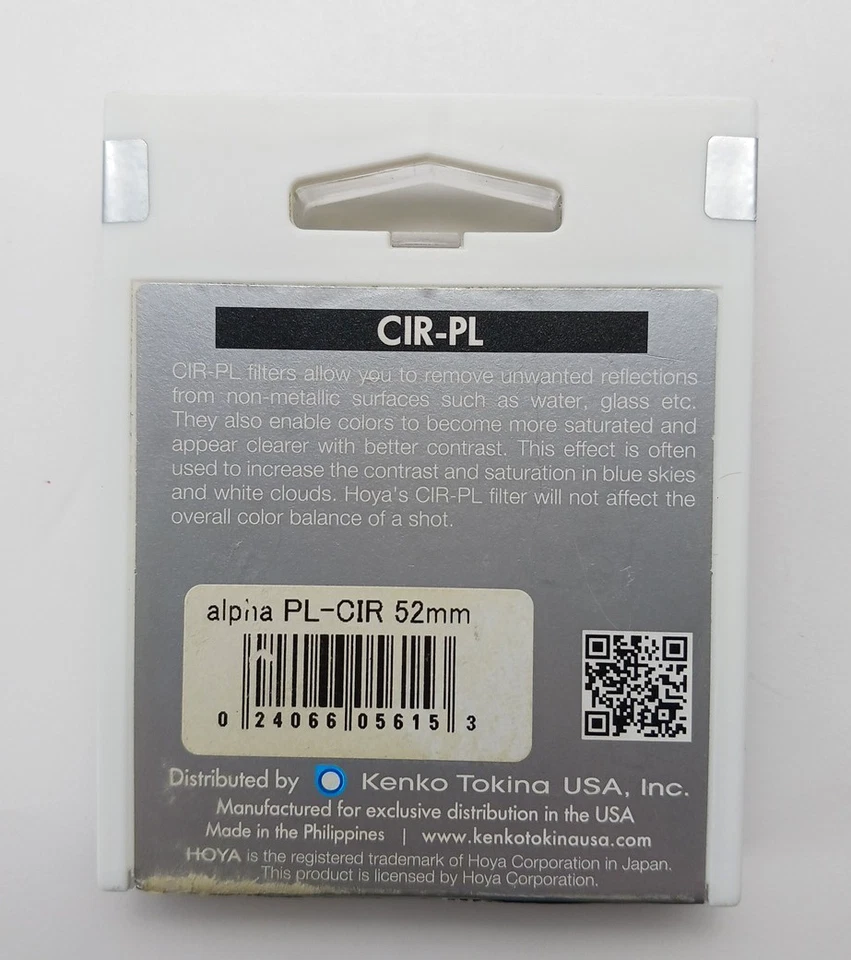 HOYA Alpha CIR-PL Circular Polarizer Camera Lens Filter, 52mm - Image 2 of 4