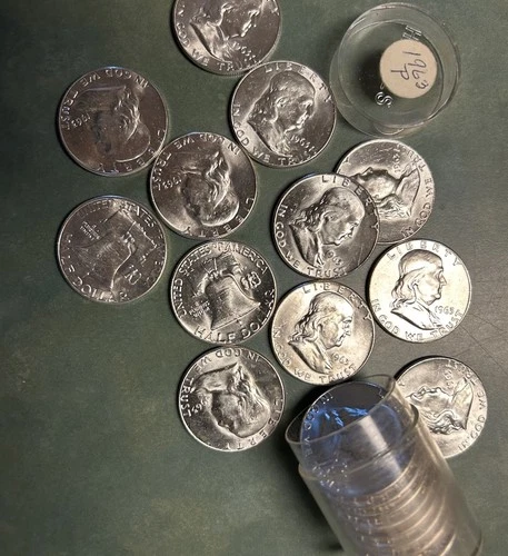 Franklin Half Dollars 1963 Uncirculated Silver Coins Lot