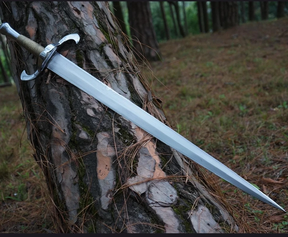 Espada vikinga de acero al carbono forjada a mano espada medieval afilada lista para la batalla + funda Foto 4 de 4