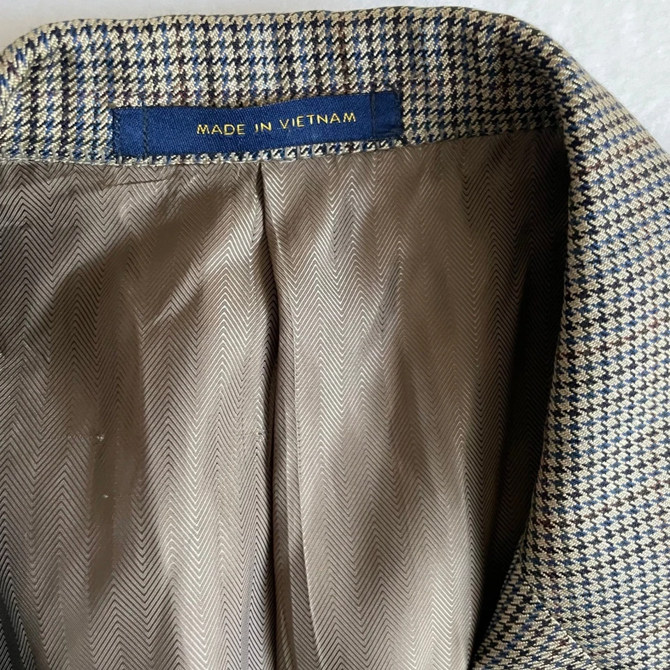 Club Room Mens R42 Houndstooth Wool Silk Cashmere Sport Coat Blazer Jacket - Image 4 of 4