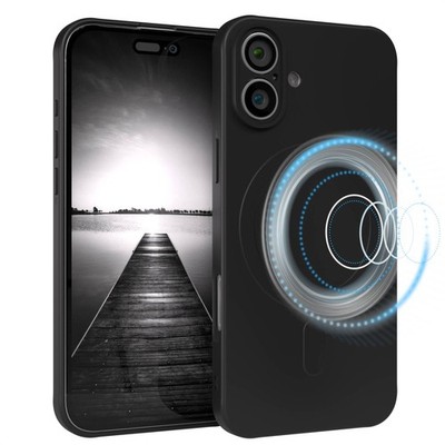 Silikonhülle magnetisch für Apple iPhone 16 Plus Magnet TPU Bumper in Schwarz
